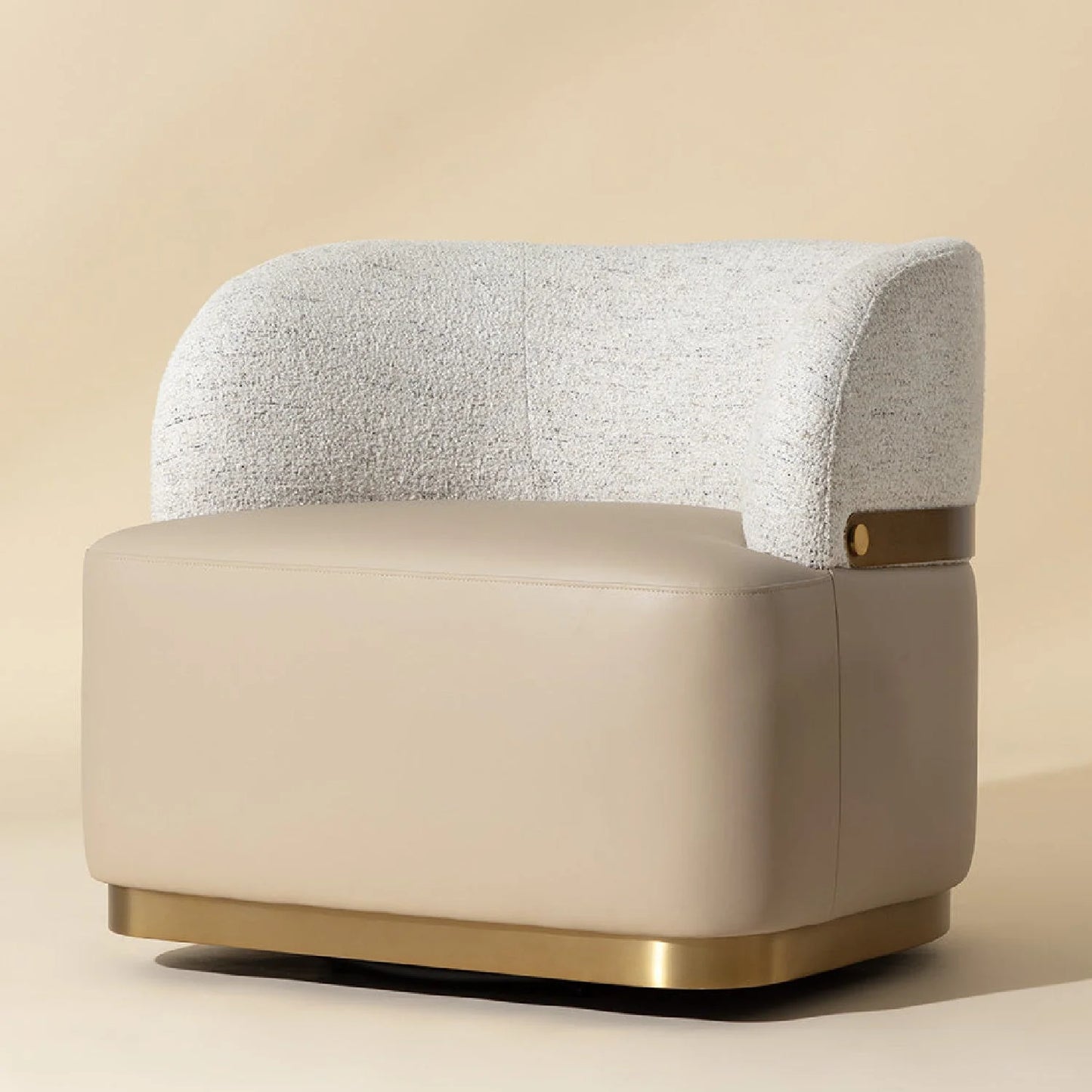 Luxury Leather Swivel Accent Chair European Style for Villa
