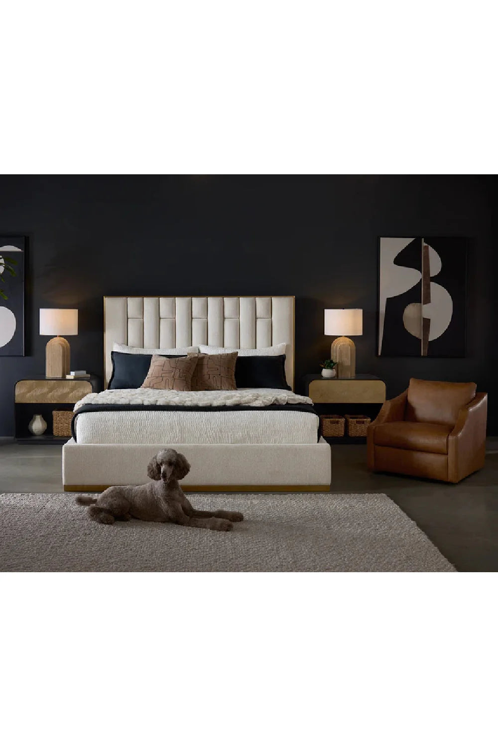 Luxury Leather Swivel Lounge Chair Modern Italian Style for Villa