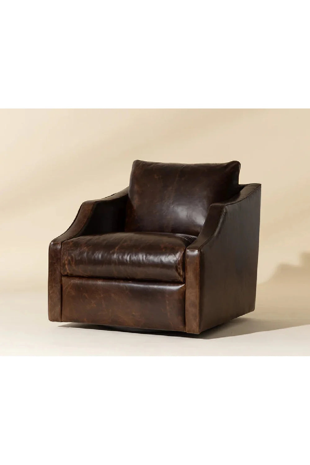 Luxury Leather Swivel Lounge Chair Modern Italian Style for Villa