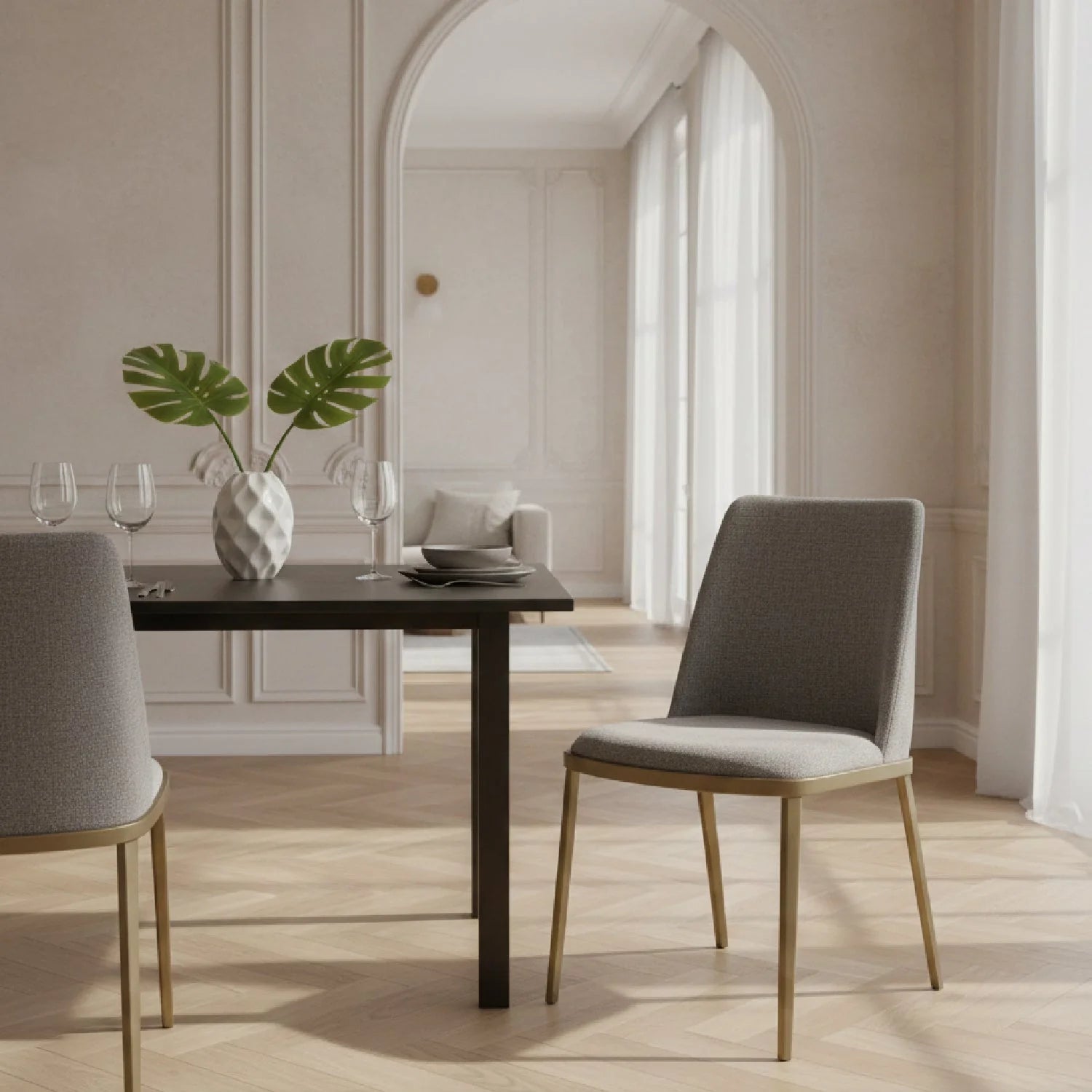 Luxury Light Gray Dining Chairs European Style for Villa