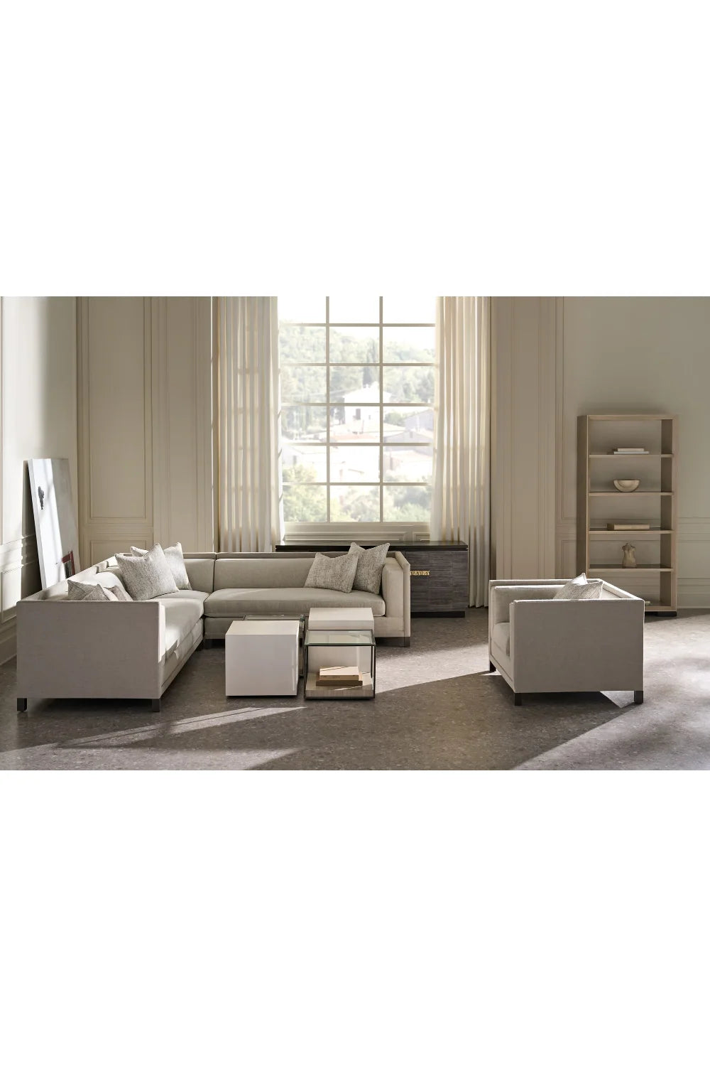 Luxury Light Gray Lounge Chair Modern Italian Style for Villa