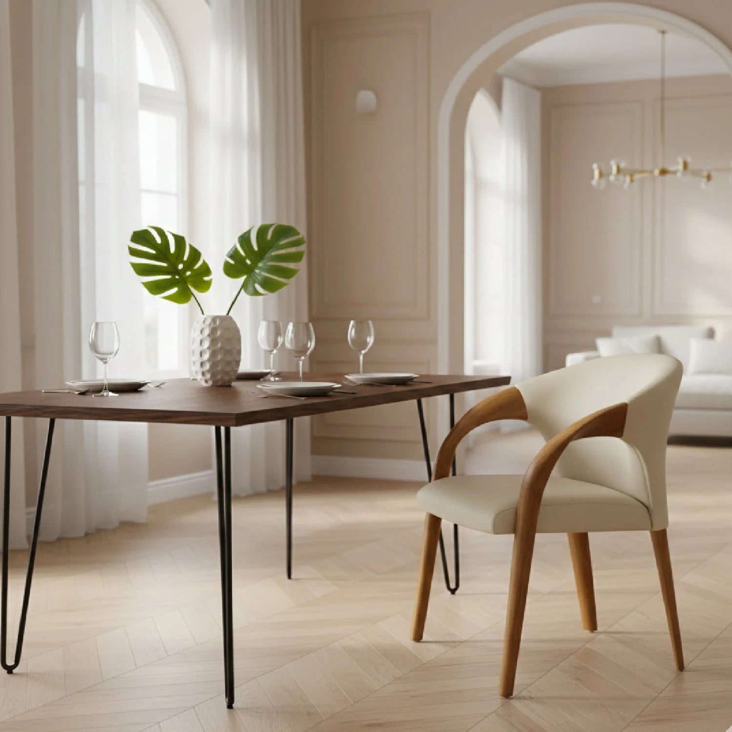 Luxury Light Gray Modern Dining Armchair European Style for Villa