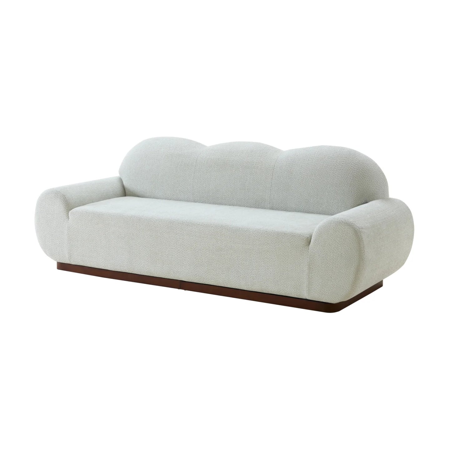 Luxury Light Green Curved Boucle Sofa Modern Italian Style for Villa
