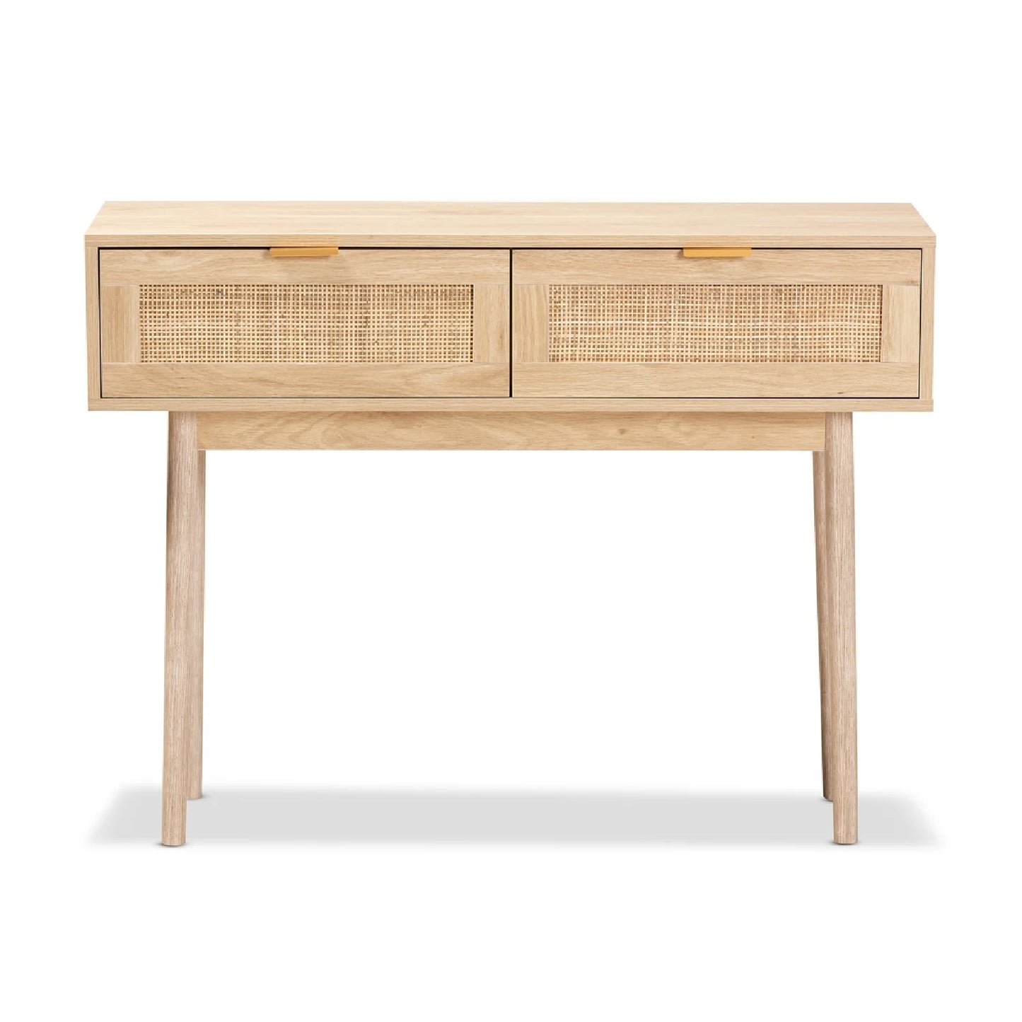Luxury Light Oak 2-Drawer Console Table Modern Italian Style for Villa