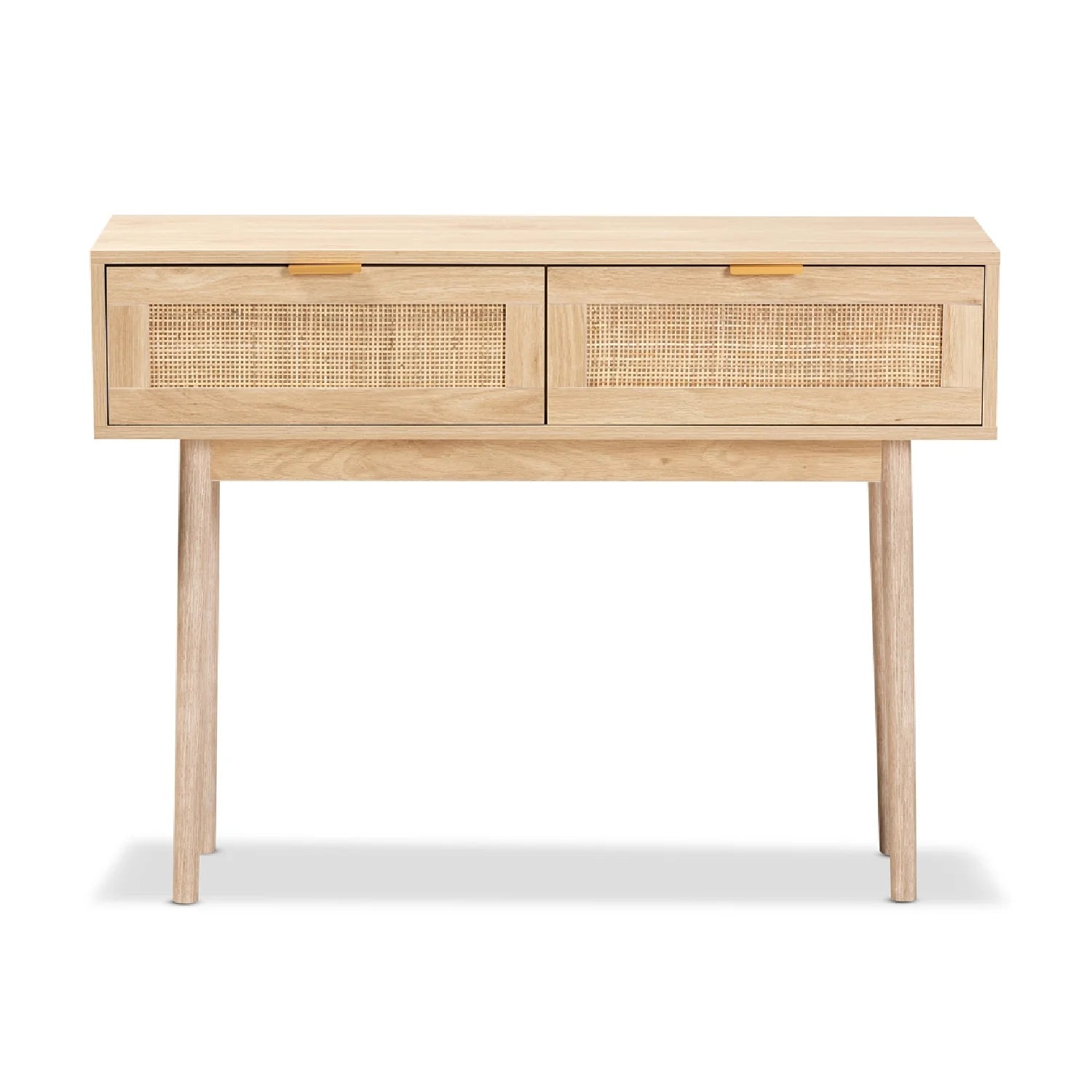 Luxury Light Oak 2-Drawer Console Table Modern Italian Style for Villa