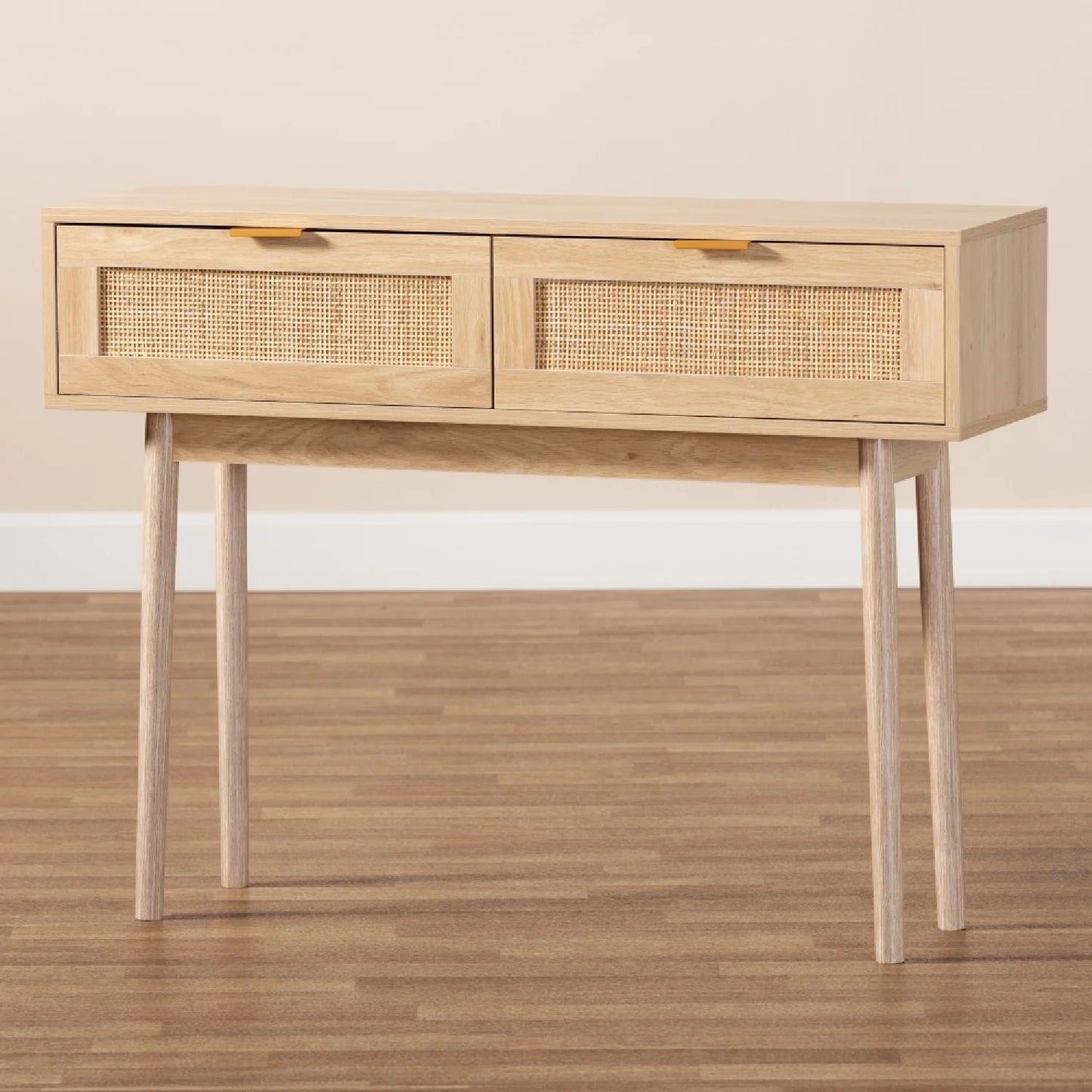 Luxury Light Oak 2-Drawer Console Table Modern Italian Style for Villa