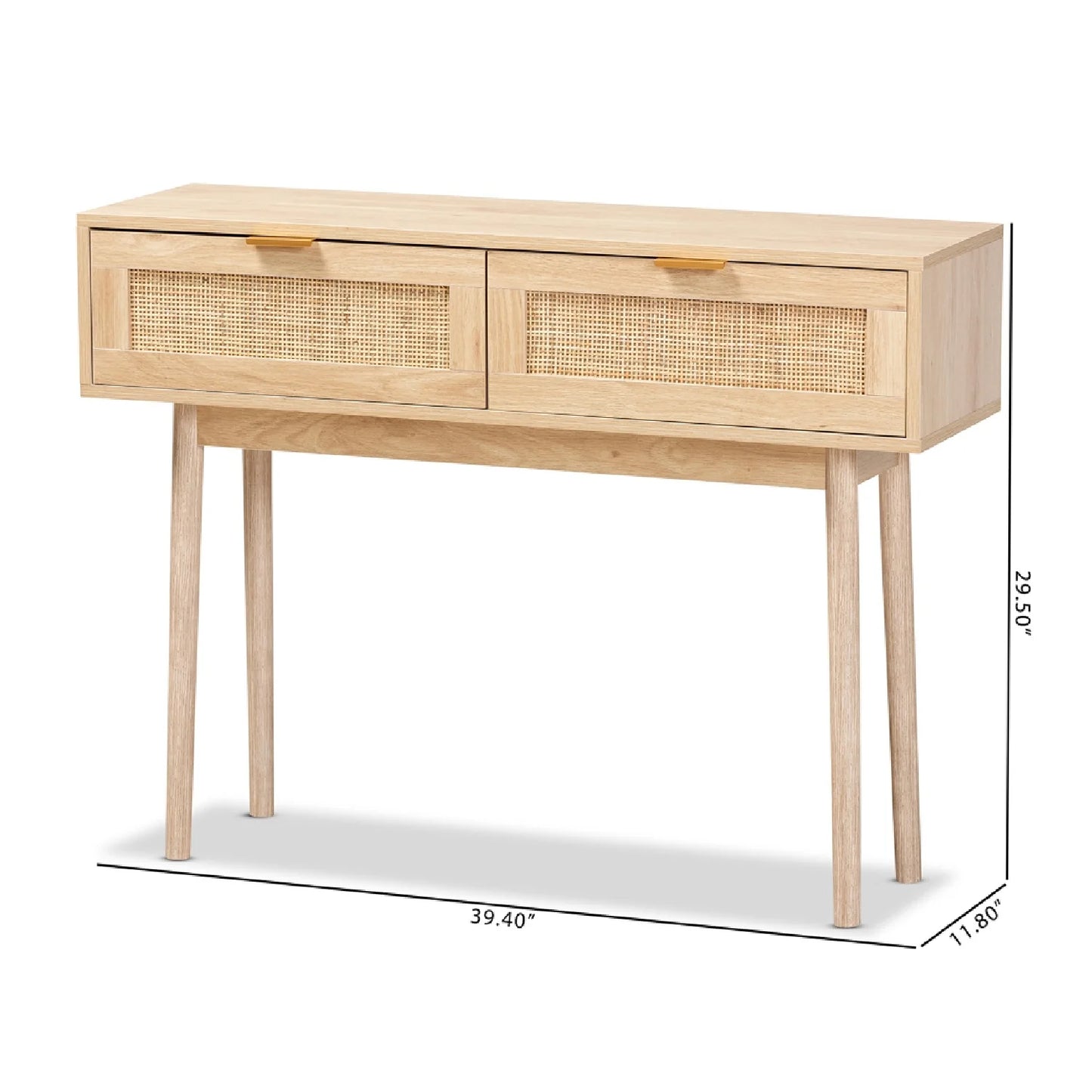 Luxury Light Oak 2-Drawer Console Table Modern Italian Style for Villa