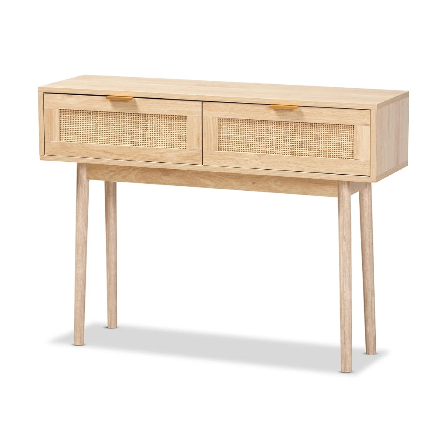 Luxury Light Oak 2-Drawer Console Table Modern Italian Style for Villa