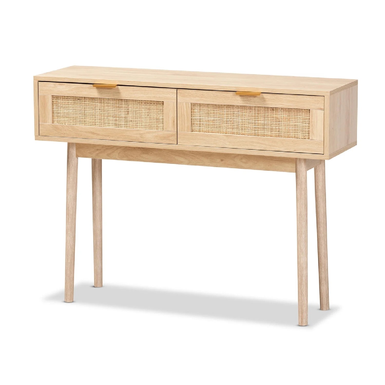 Luxury Light Oak 2-Drawer Console Table Modern Italian Style for Villa