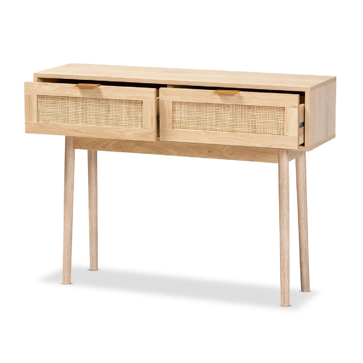 Luxury Light Oak 2-Drawer Console Table Modern Italian Style for Villa