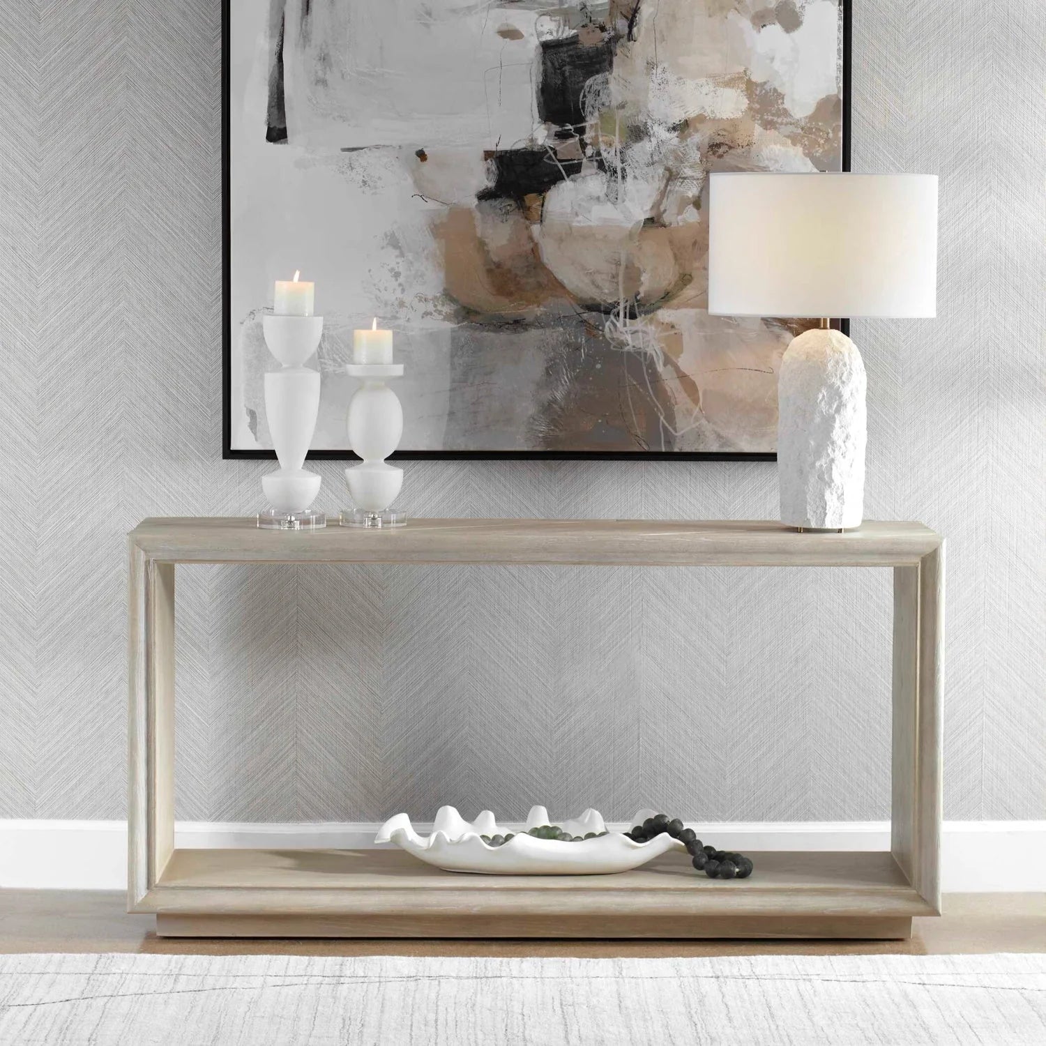 Luxury Light Oak Console Table Modern Italian Style for Villa