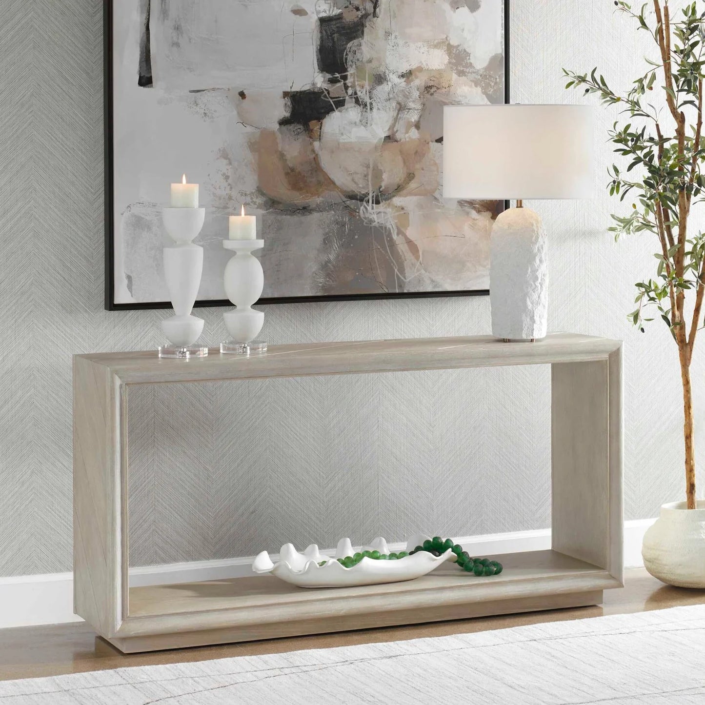 Luxury Light Oak Console Table Modern Italian Style for Villa