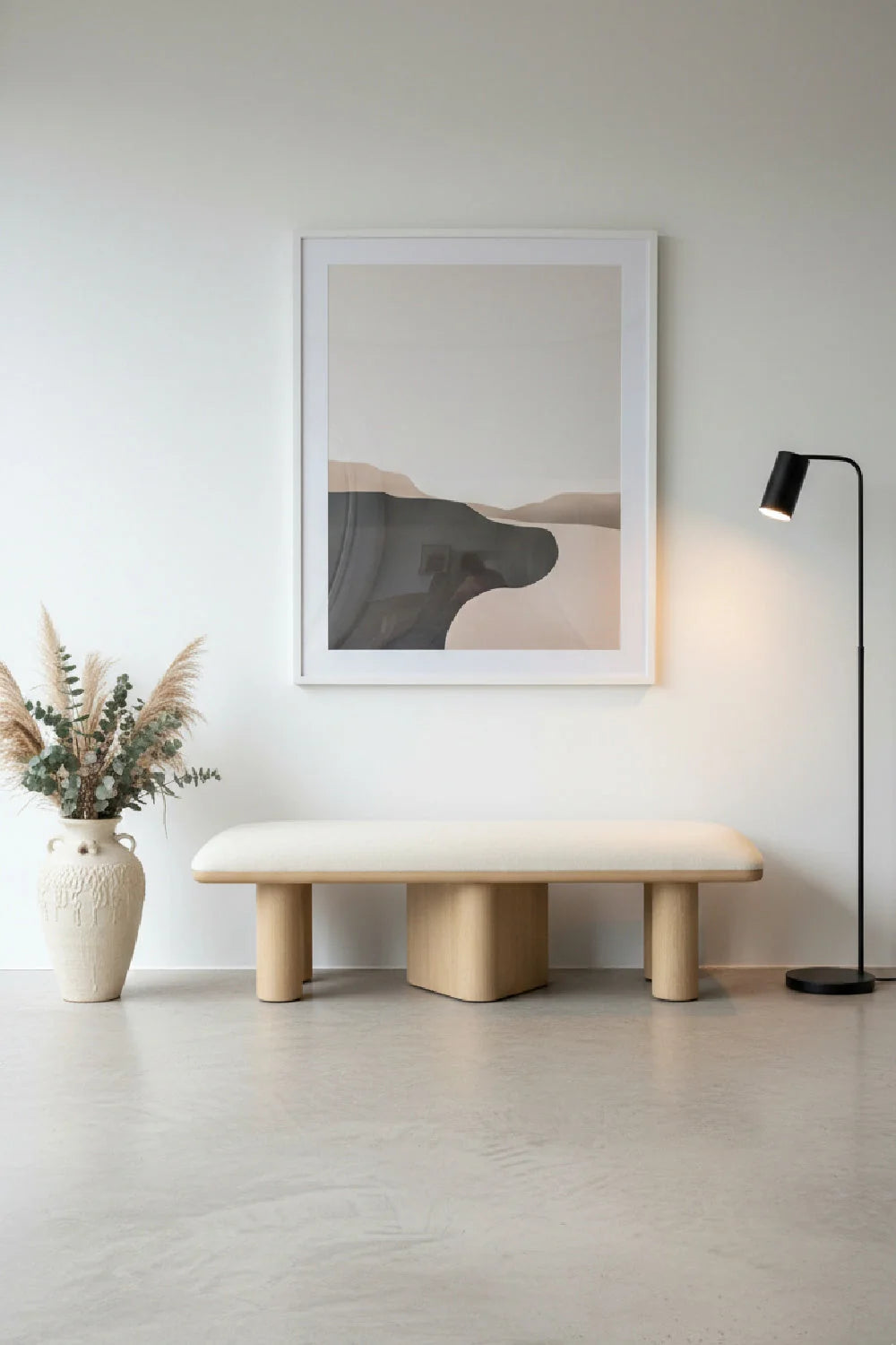 Luxury Light Oak Upholstered Bench European Style for Villa