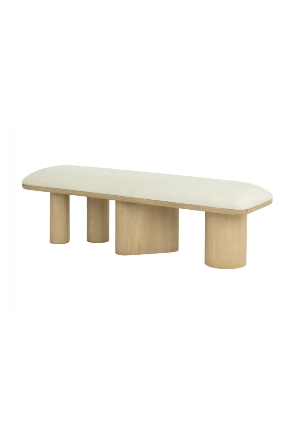 Luxury Light Oak Upholstered Bench European Style for Villa