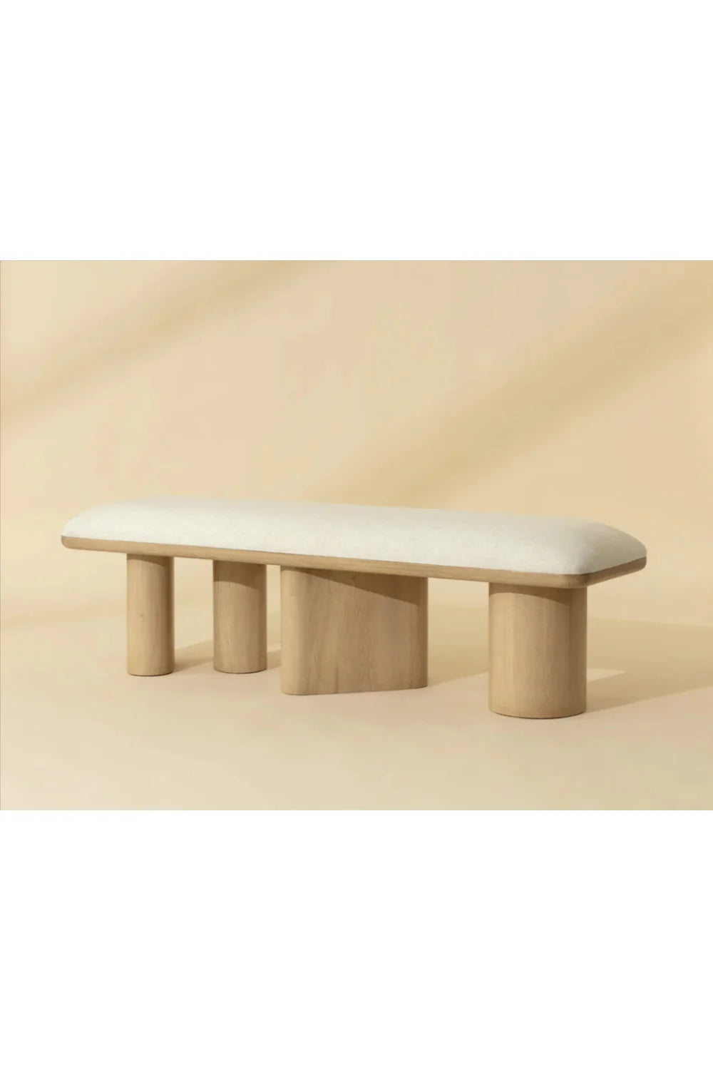 Luxury Light Oak Upholstered Bench European Style for Villa