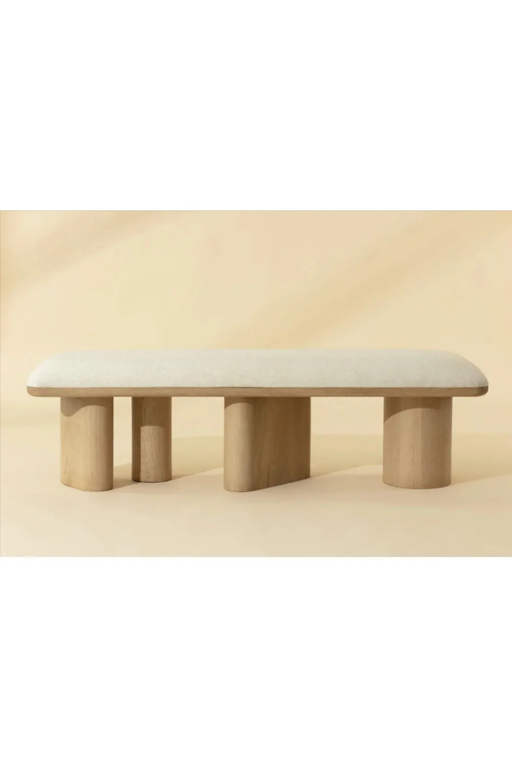 Luxury Light Oak Upholstered Bench European Style for Villa
