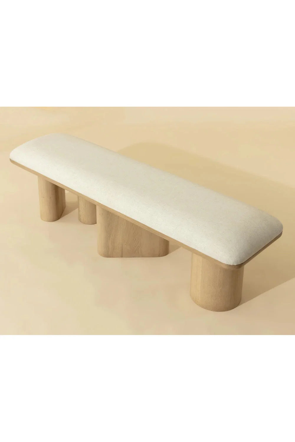 Luxury Light Oak Upholstered Bench European Style for Villa