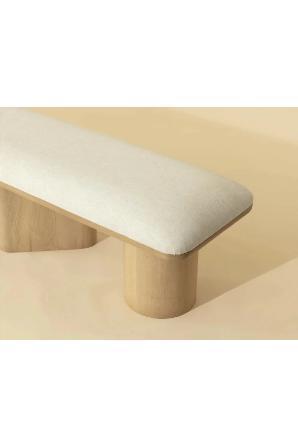 Luxury Light Oak Upholstered Bench European Style for Villa