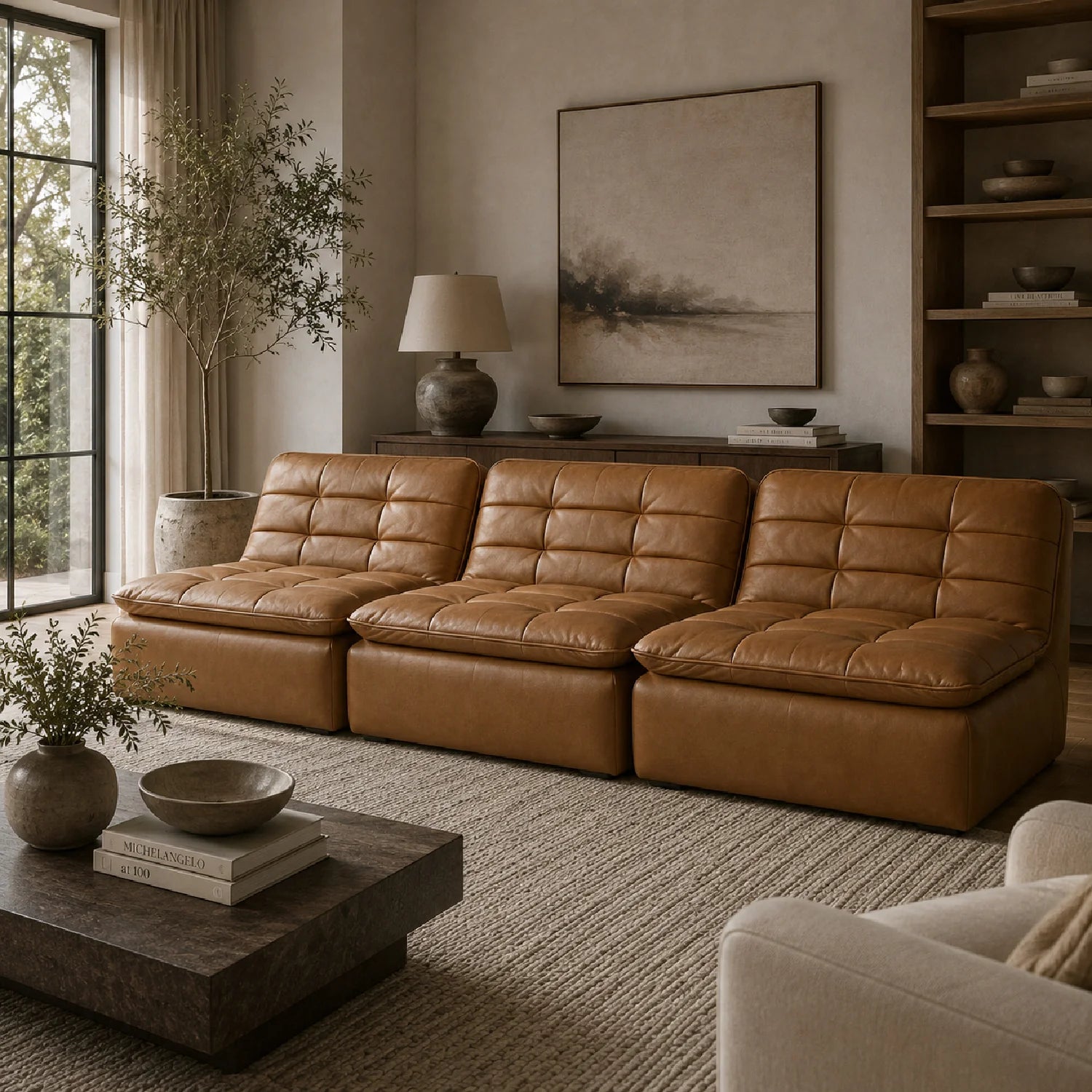 Luxury Lino Leather Modular Sofa Modern Italian Style for Villa