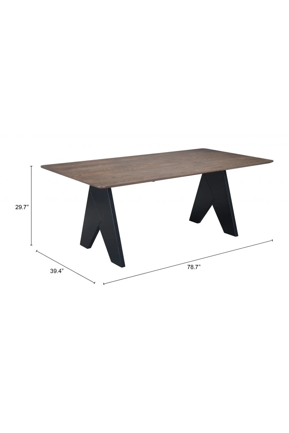 Luxury Lisse Espresso Rubberwood Rectangular Dining Table Modern Italian Style for Villa