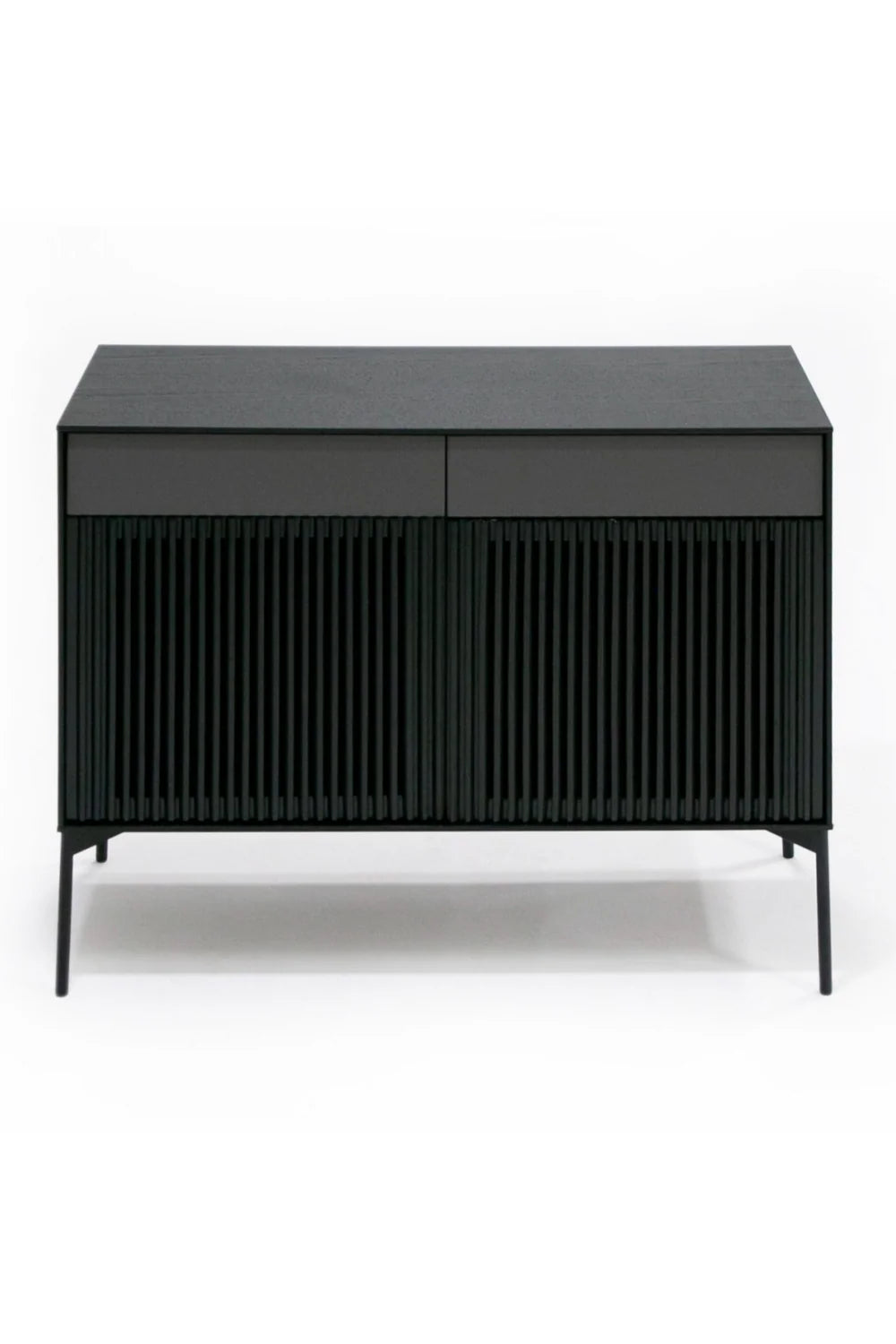 Luxury Louvered Black Oak Sideboard European Style for Villa