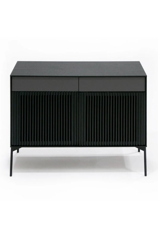Luxury Louvered Black Oak Sideboard European Style for Villa