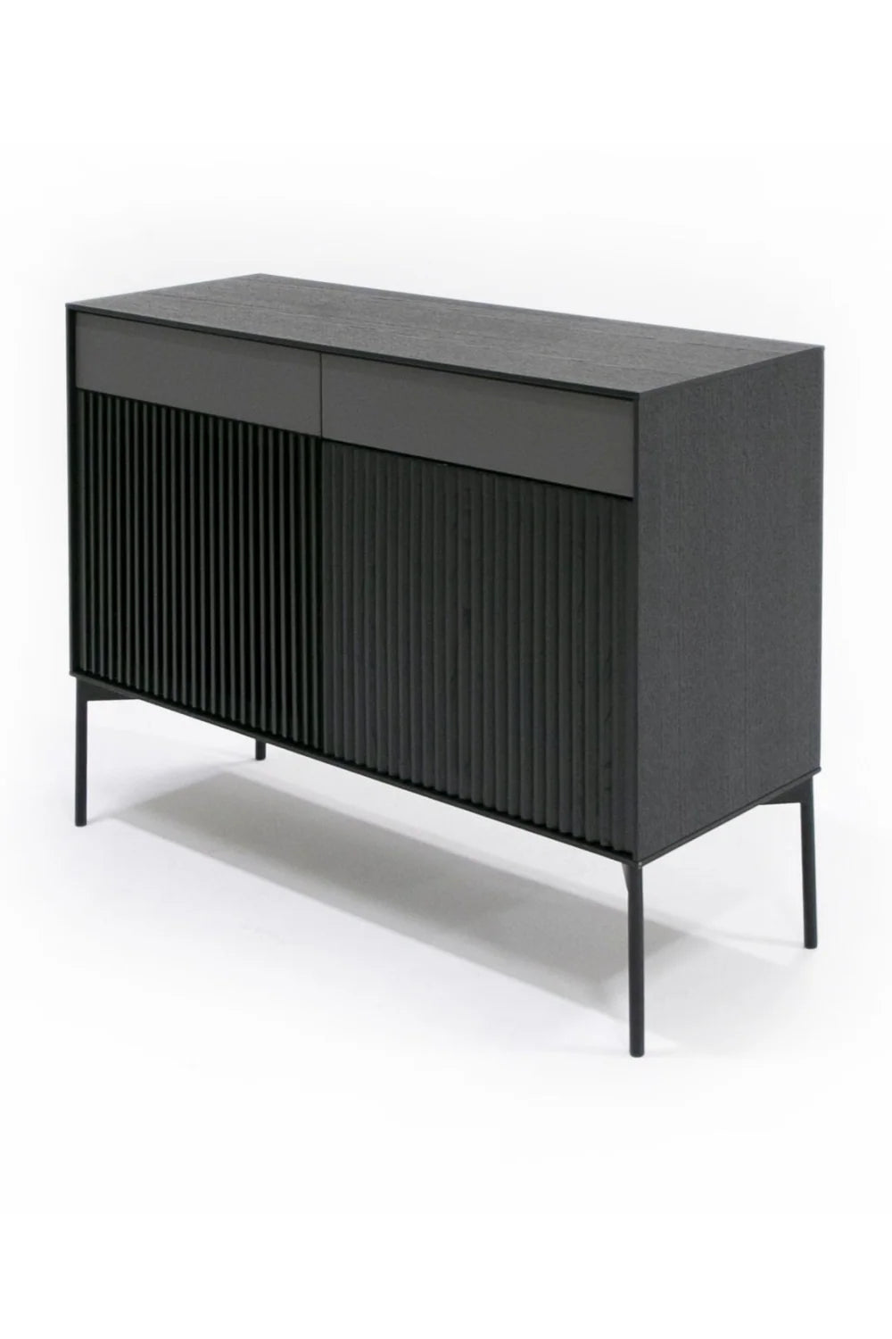 Luxury Louvered Black Oak Sideboard European Style for Villa