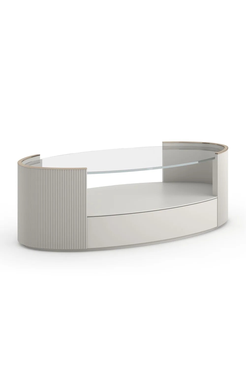 Luxury Love Glass Top Oval Coffee Table Modern Italian Style for Villa