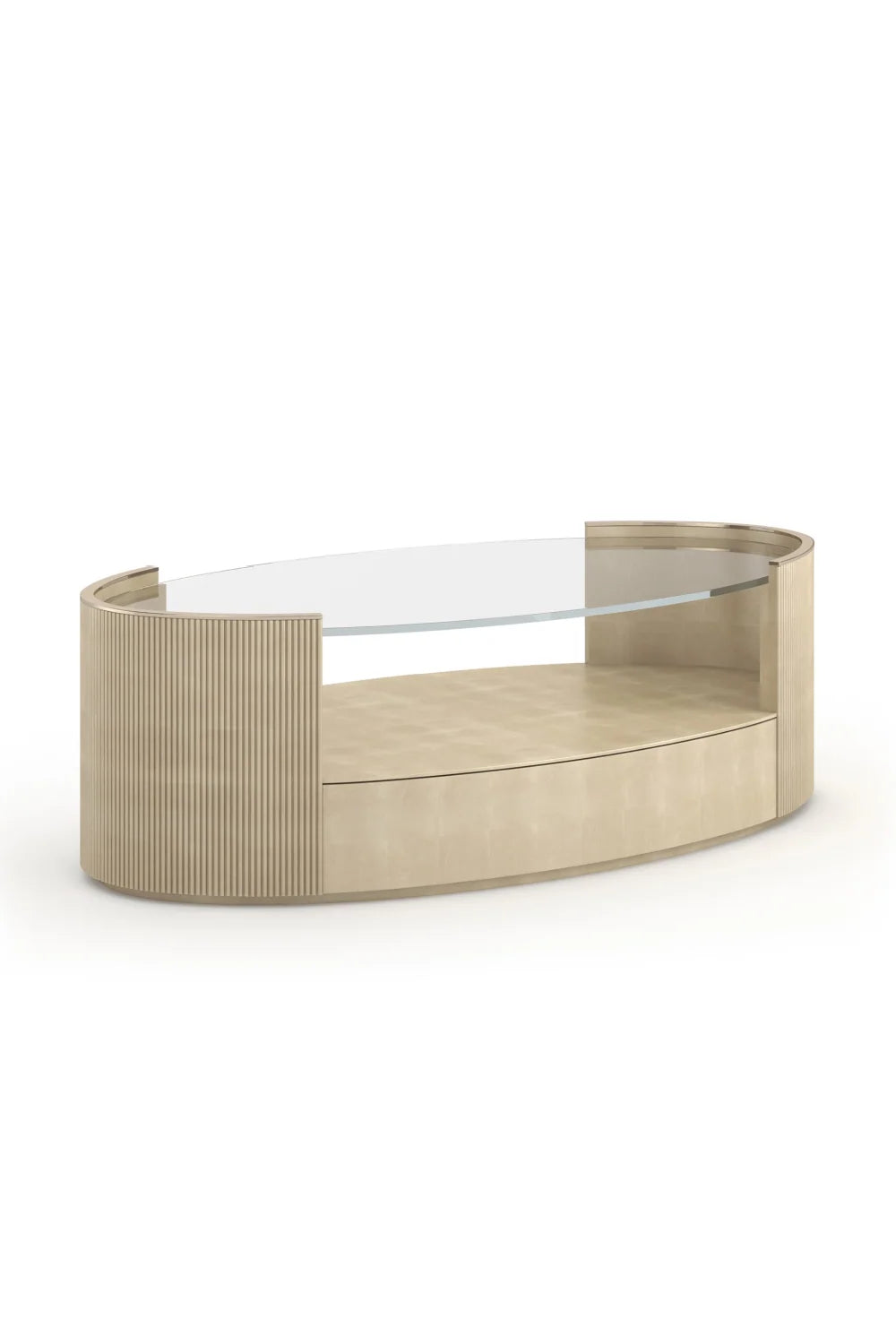 Luxury Love Glass Top Oval Coffee Table Modern Italian Style for Villa