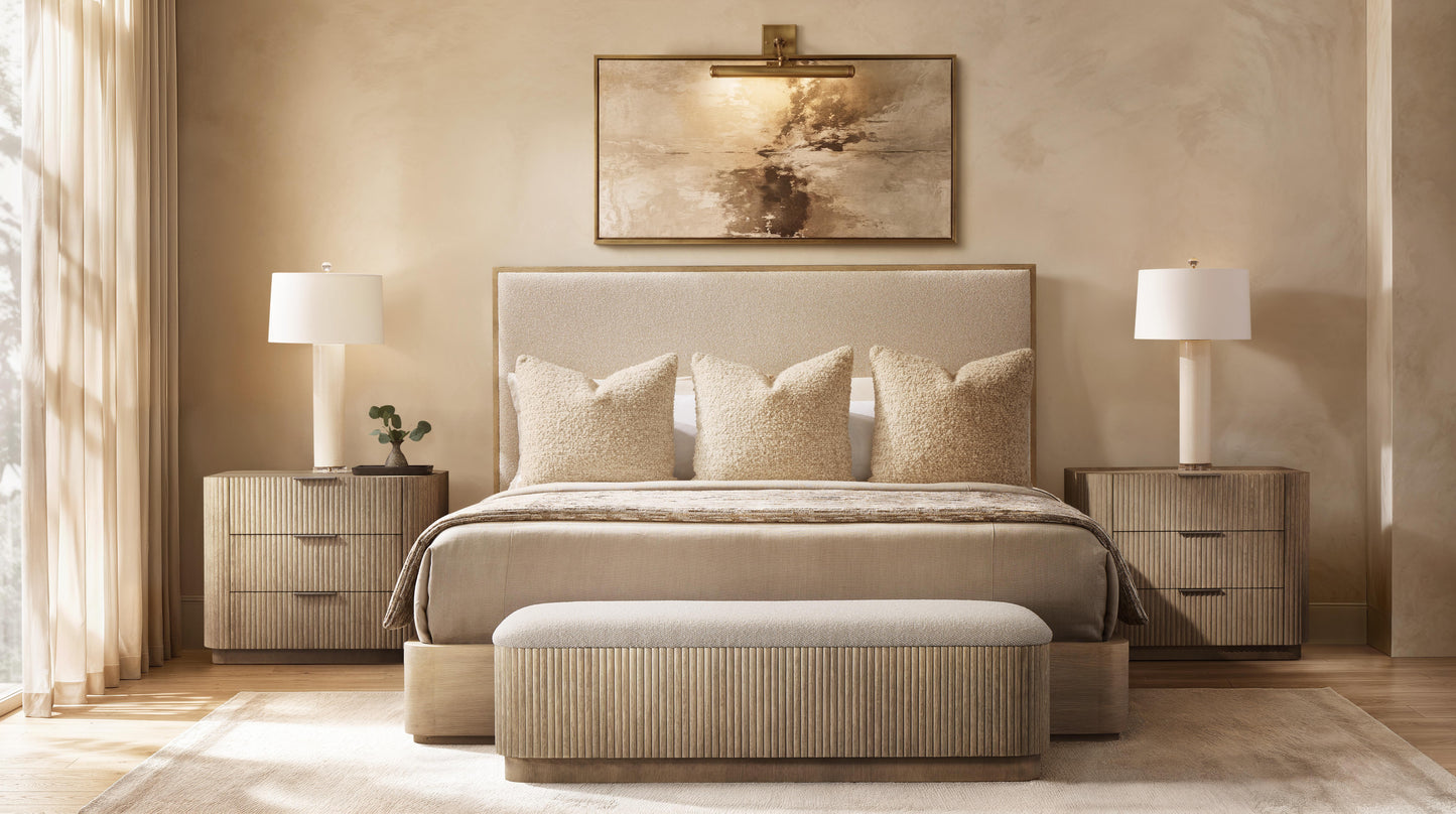 Luxury Lucerne Fabric Panel Bed Modern Italian Style for Villa