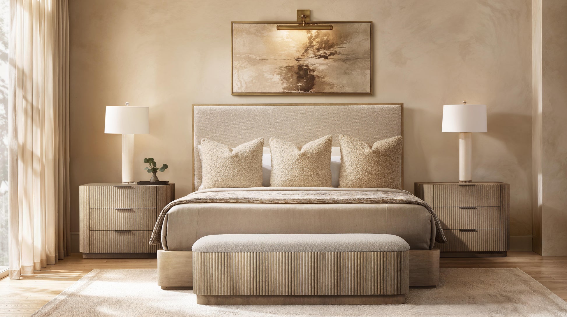 Luxury Lucerne Fabric Panel Bed Modern Italian Style for Villa