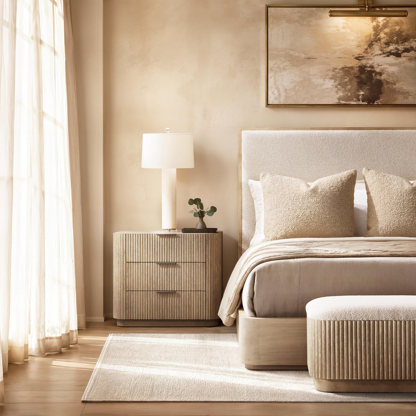 Luxury Lucerne Fabric Panel Bed Modern Italian Style for Villa