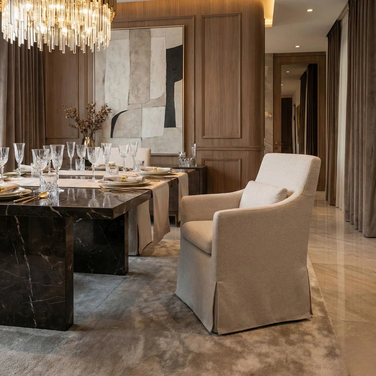 Luxury Lydia Fabric Dining Chair Modern Italian Style for Villa