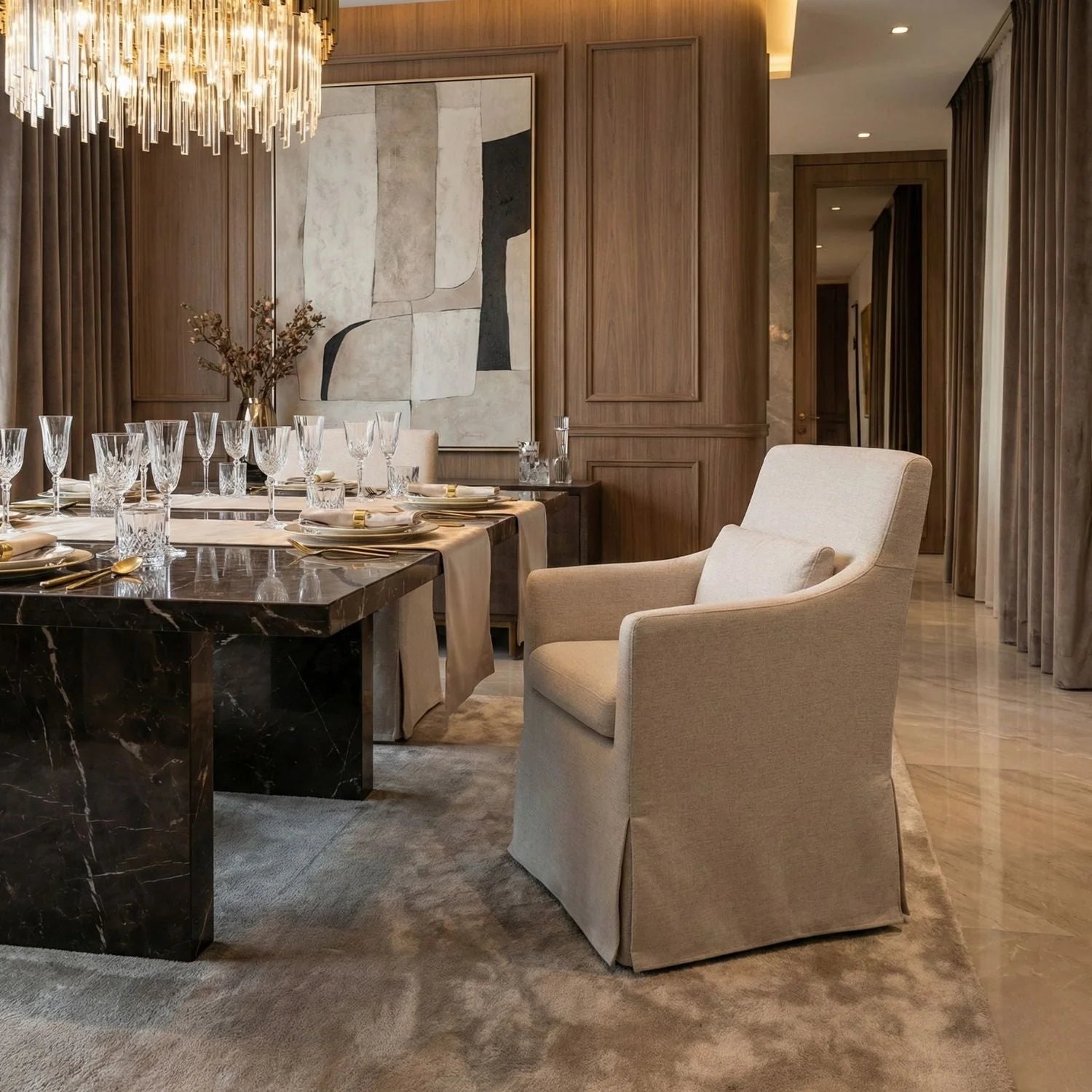 Luxury Lydia Fabric Dining Chair Modern Italian Style for Villa