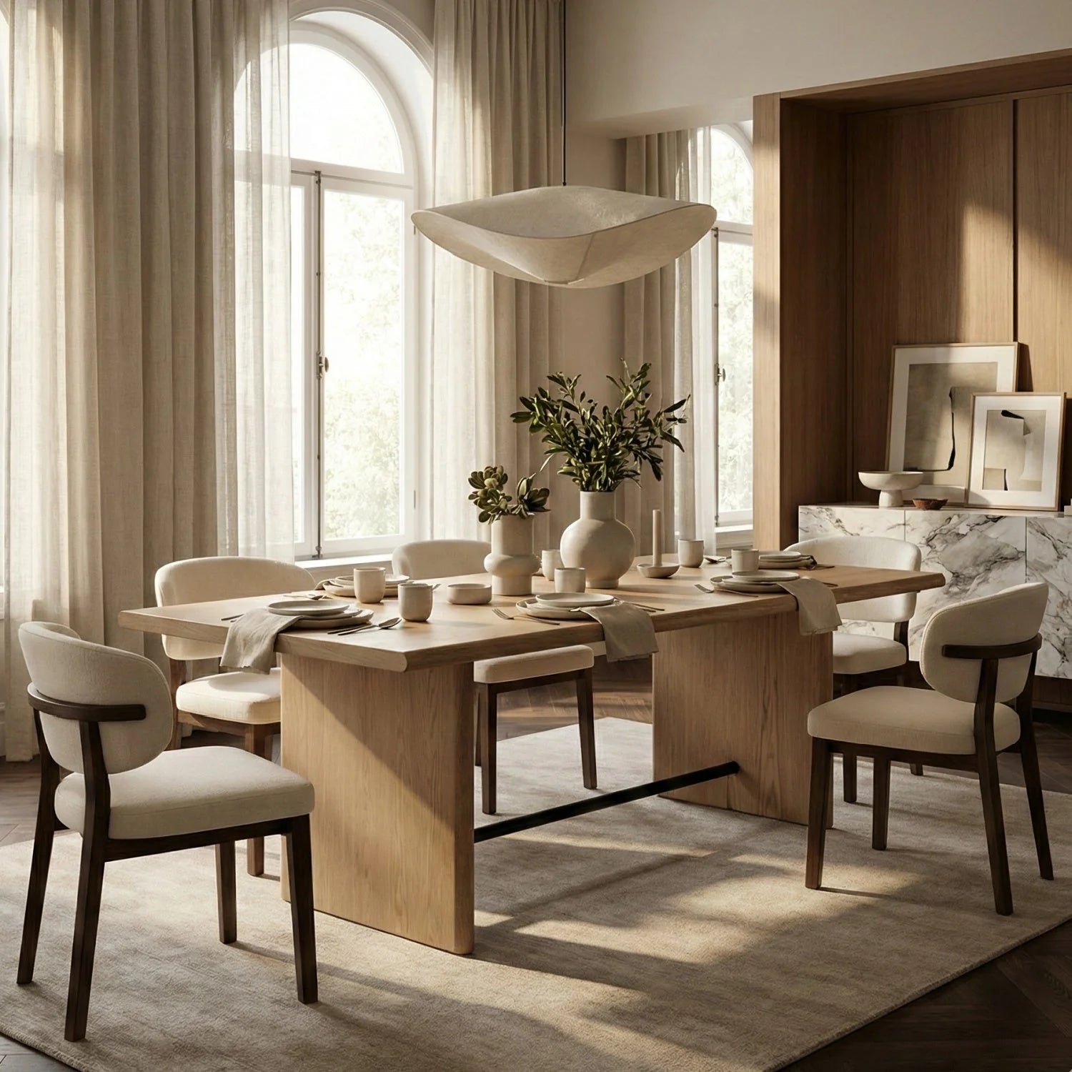 Luxury Madison Solid Oak Dining Table Modern Italian Style for Villa