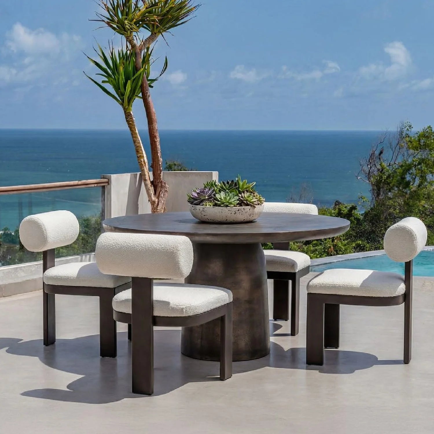 Luxury Madrone Bronze Round Dining Table Modern Italian Style for Villa