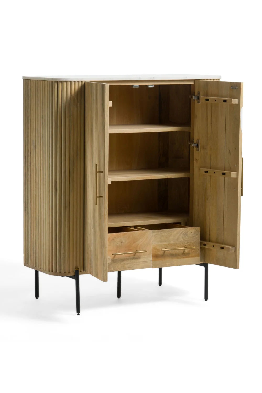 Luxury Mango Wood 2-Door Tall Sideboard European Style for Villa