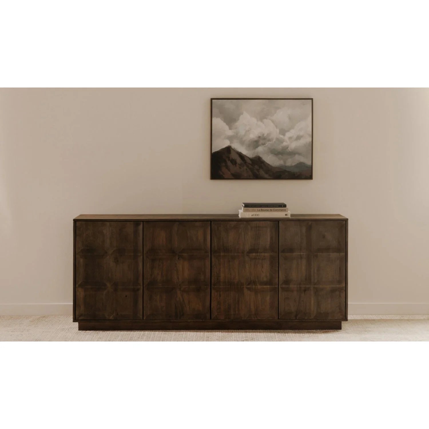 Luxury Mango Wood 4-Door Sideboard European Style for Villa