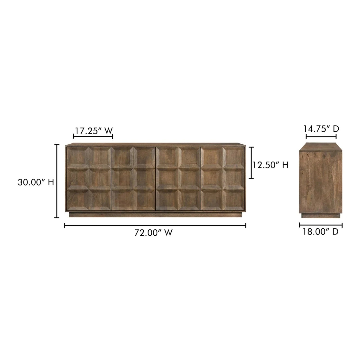 Luxury Mango Wood 4-Door Sideboard European Style for Villa