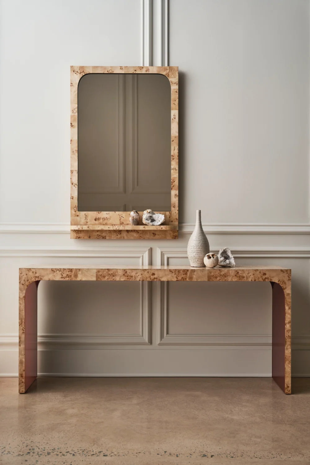 Luxury Mappa Burl Console Table Modern Italian Style for Villa