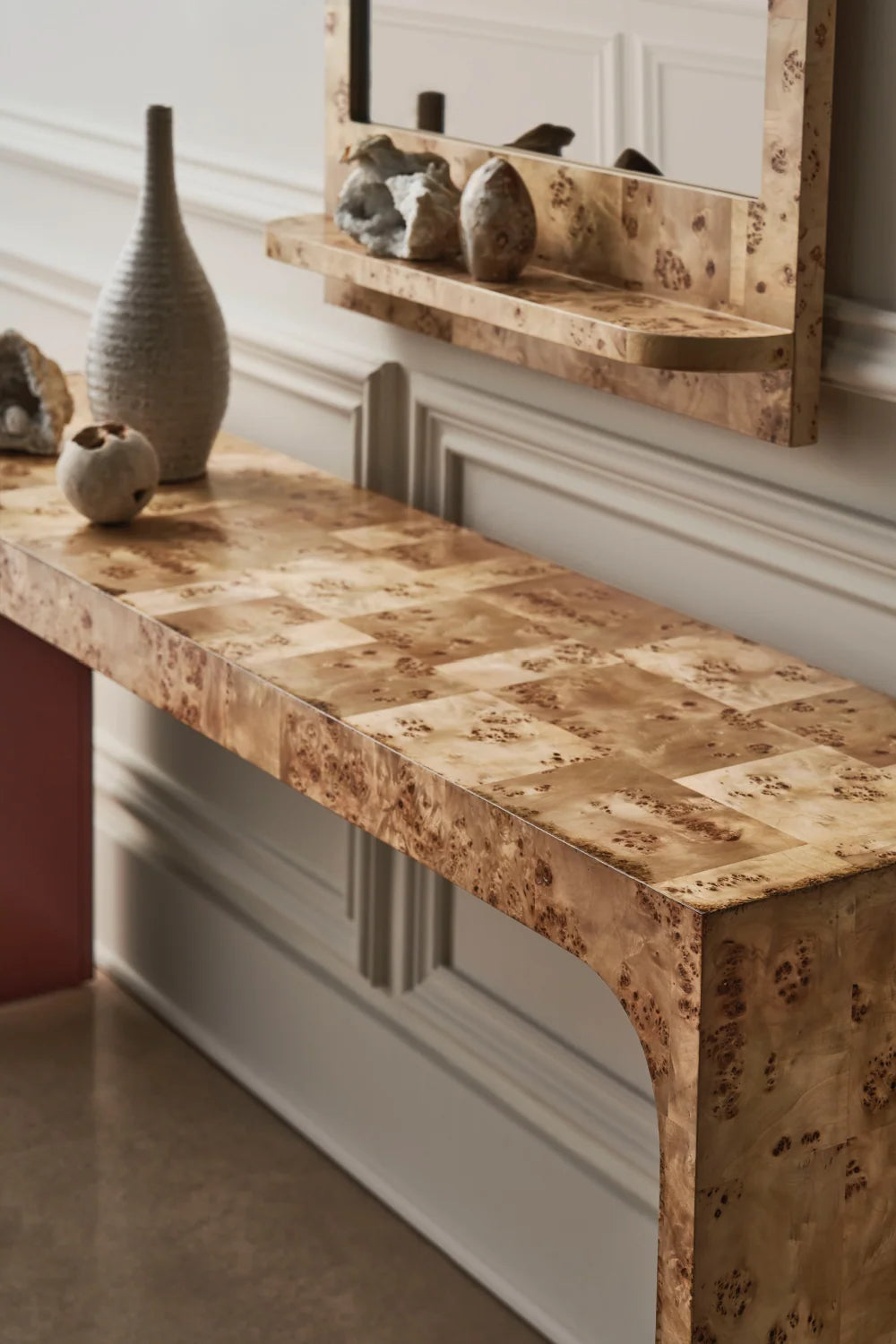 Luxury Mappa Burl Console Table Modern Italian Style for Villa