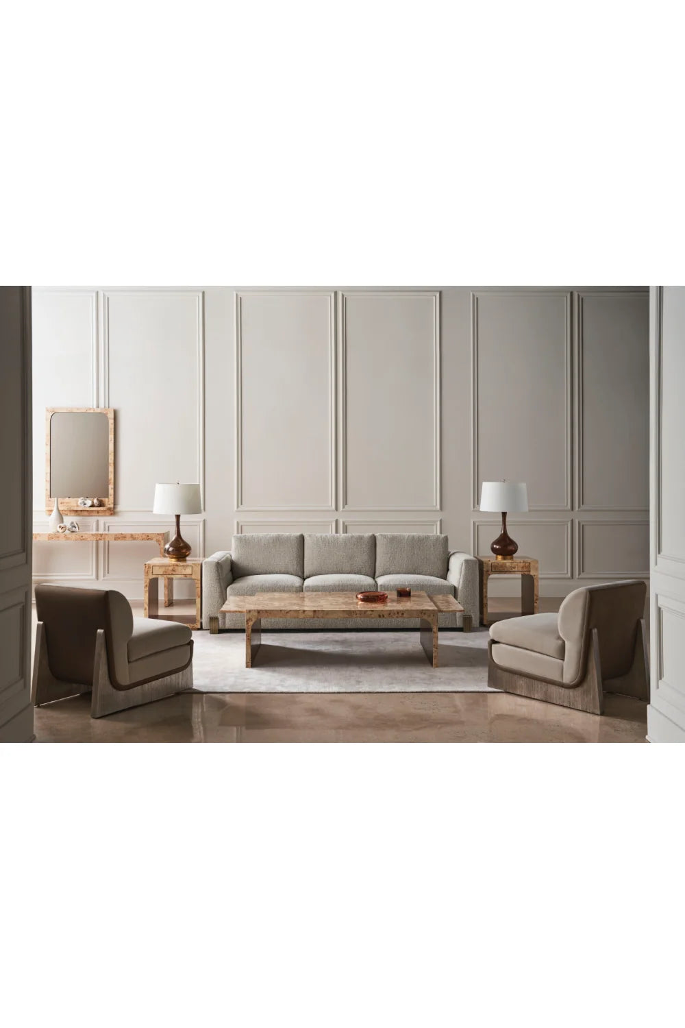 Luxury Mappa Burl Console Table Modern Italian Style for Villa