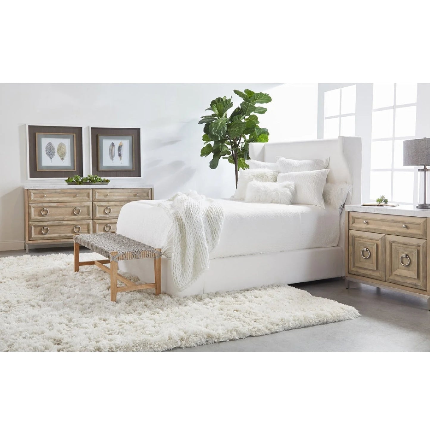 Luxury Marble Acacia Media Cabinet Modern Italian Style for Villa