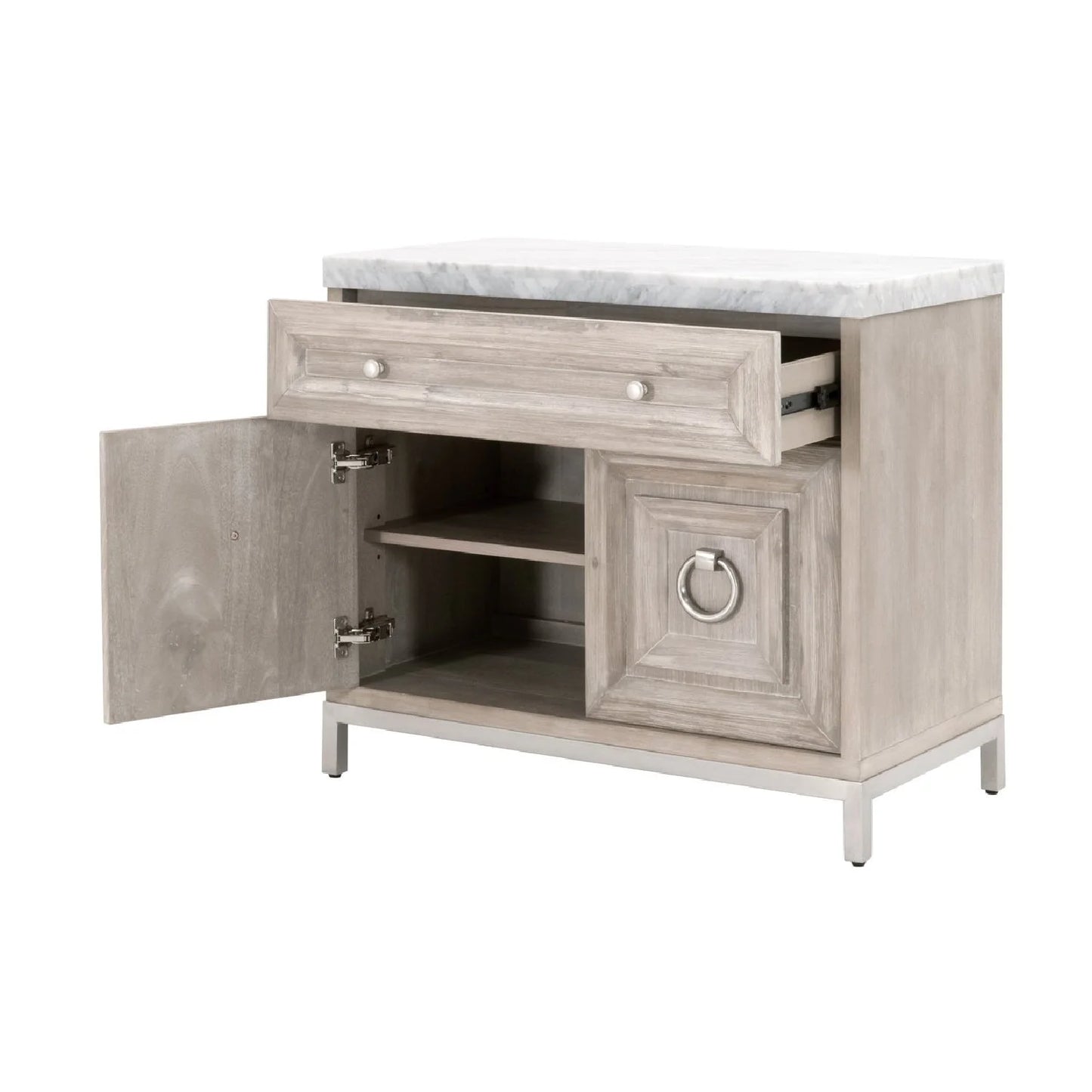 Luxury Marble Acacia Media Cabinet Modern Italian Style for Villa