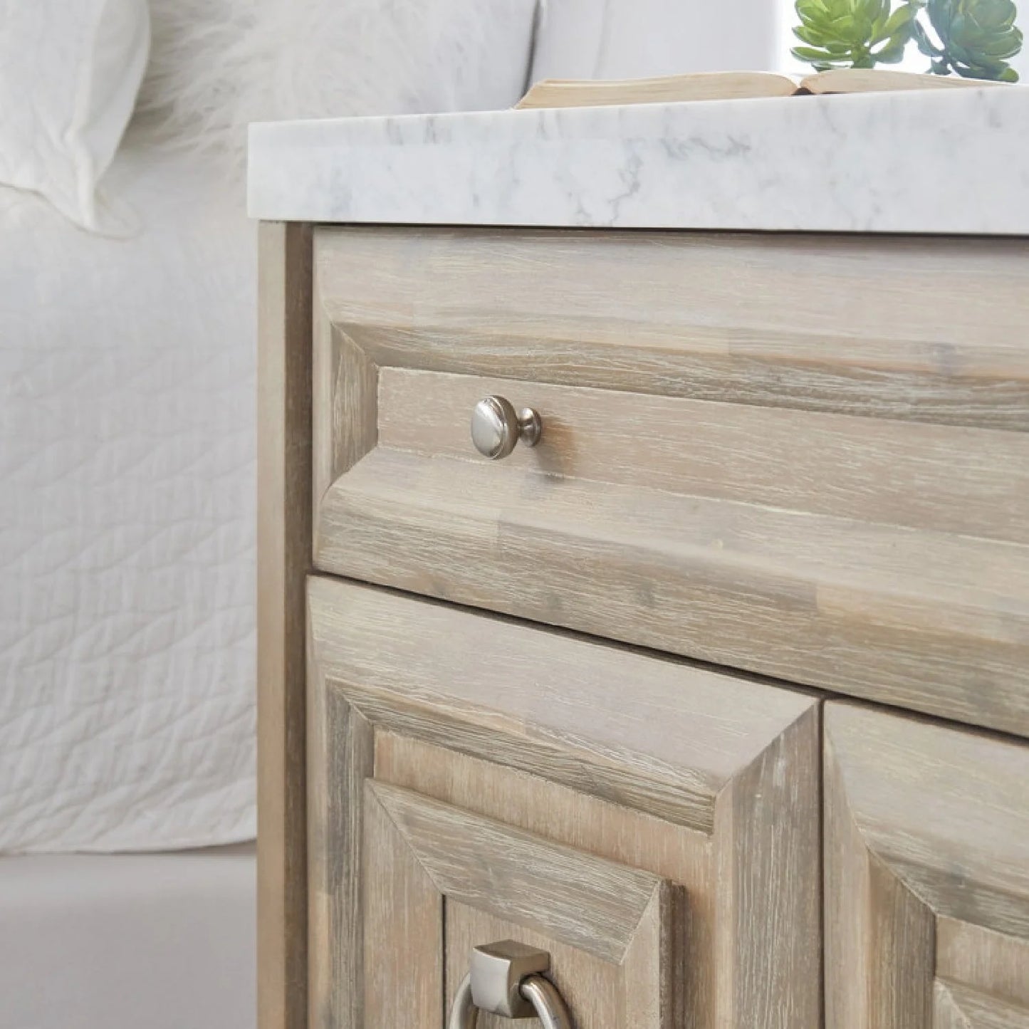Luxury Marble Acacia Media Cabinet Modern Italian Style for Villa