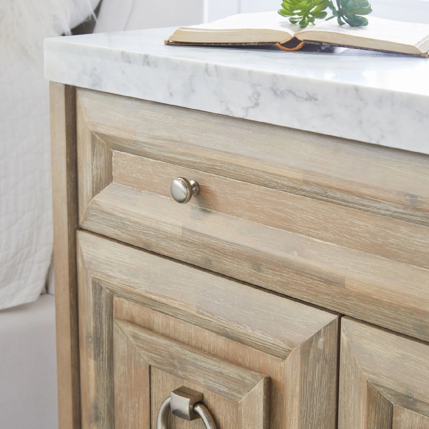 Luxury Marble Acacia Media Cabinet Modern Italian Style for Villa