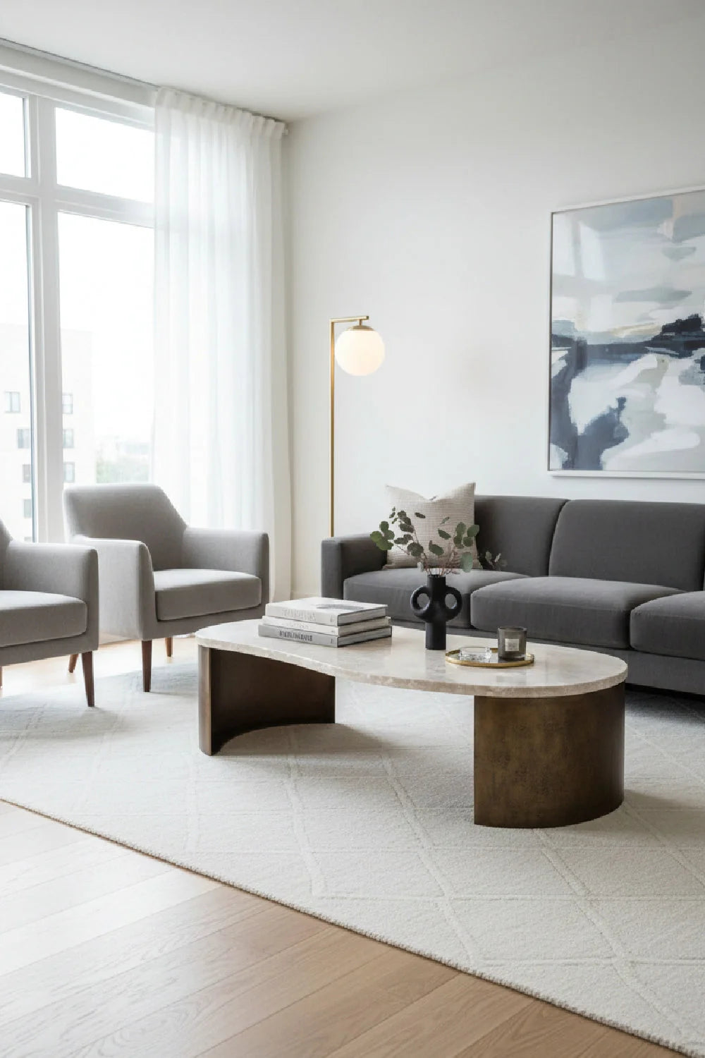 Luxury Marble Freeform Coffee Table Modern Italian Style for Villa