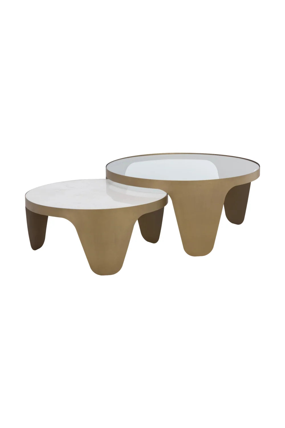 Luxury Marble Gold Round Nesting Coffee Table Modern Italian Style for Villa
