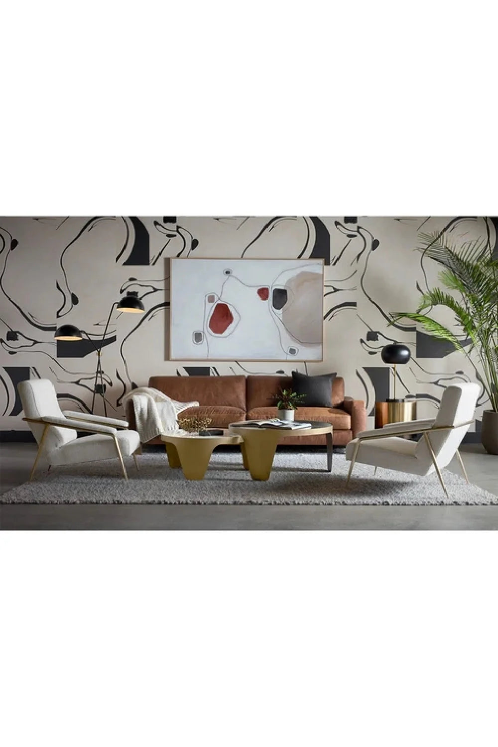 Luxury Marble Gold Round Nesting Coffee Table Modern Italian Style for Villa