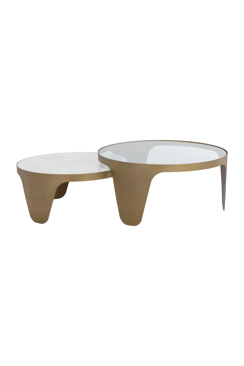 Luxury Marble Gold Round Nesting Coffee Table Modern Italian Style for Villa